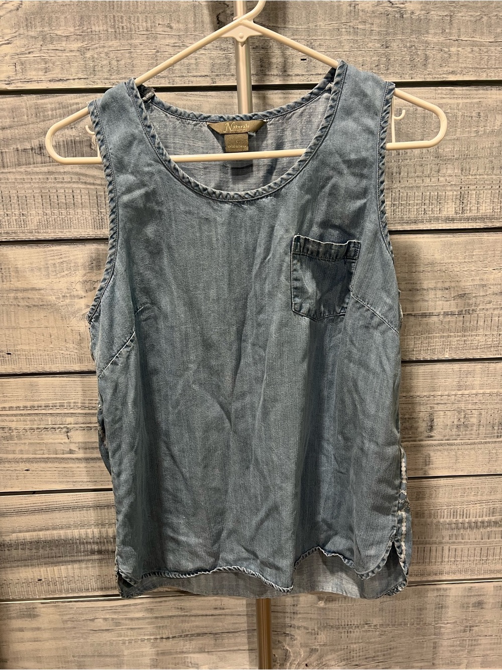 Natural Reflections Light Blue Denim Tank Top with Chest Pocket